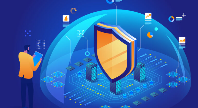 Antivirus,Software,Isometric,Vector,Illustration,Of,Digital,Protection,Mechanism,System