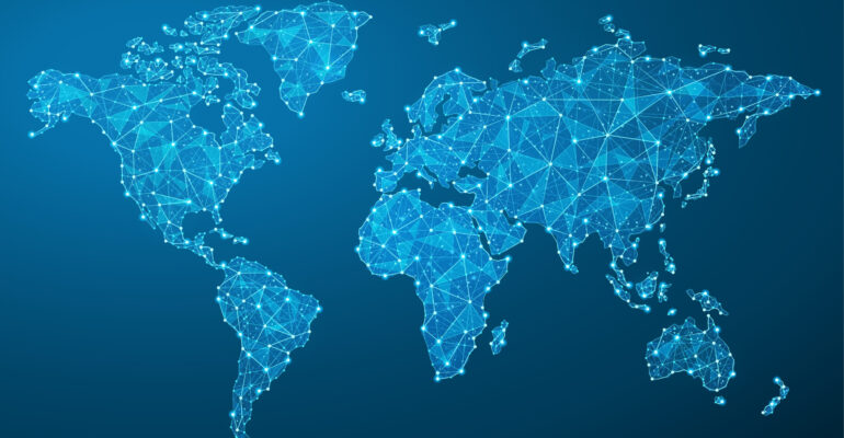 World Map Plexus - Global Technology and Business Connection
