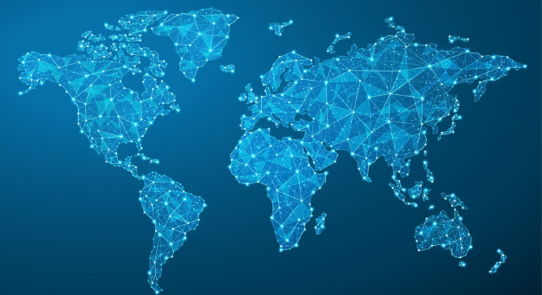 World Map Plexus - Global Technology and Business Connection